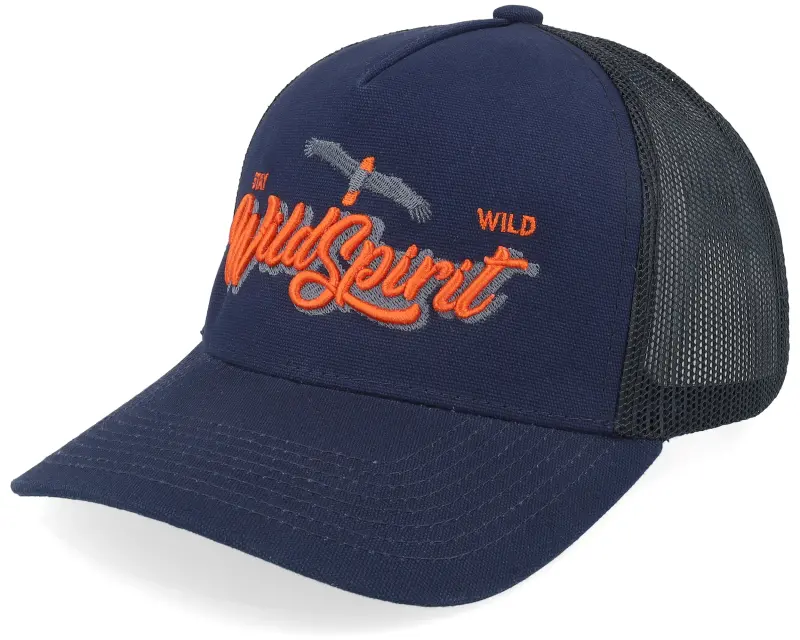 Wild Spirit Pin Script Canvas Navy/Black A-frame Trucker online