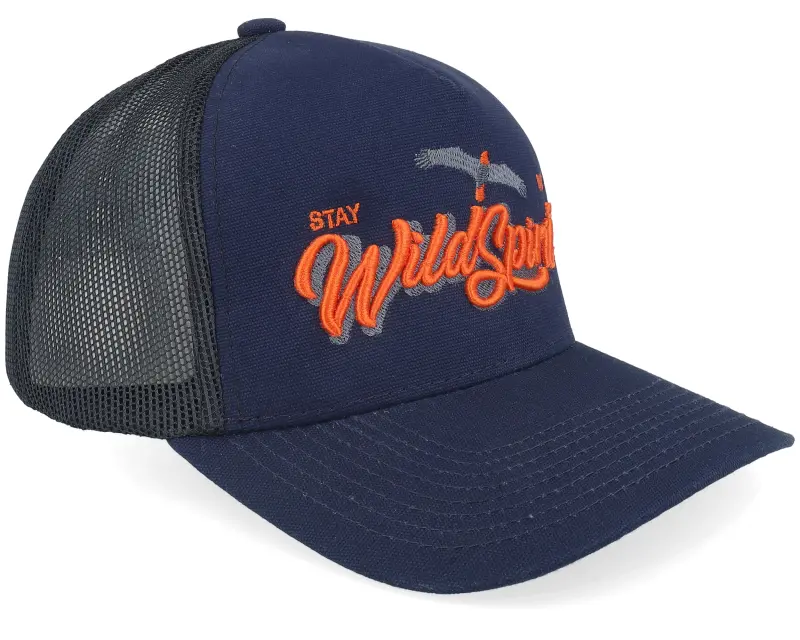 Wild Spirit Pin Script Canvas Navy/Black A-frame Trucker online
