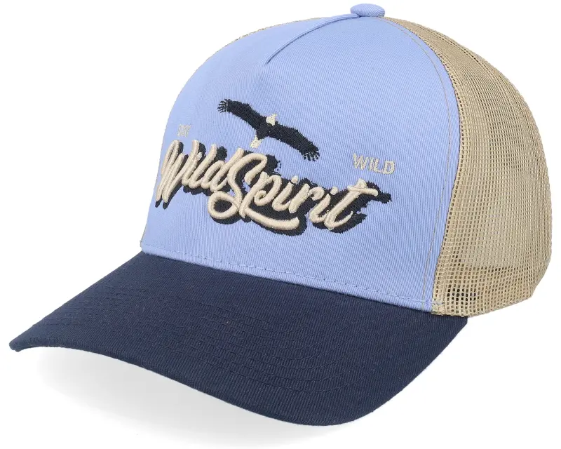 Wild Spirit Pin Script Sky Blue/Khaki/Navy A-frame Trucker online