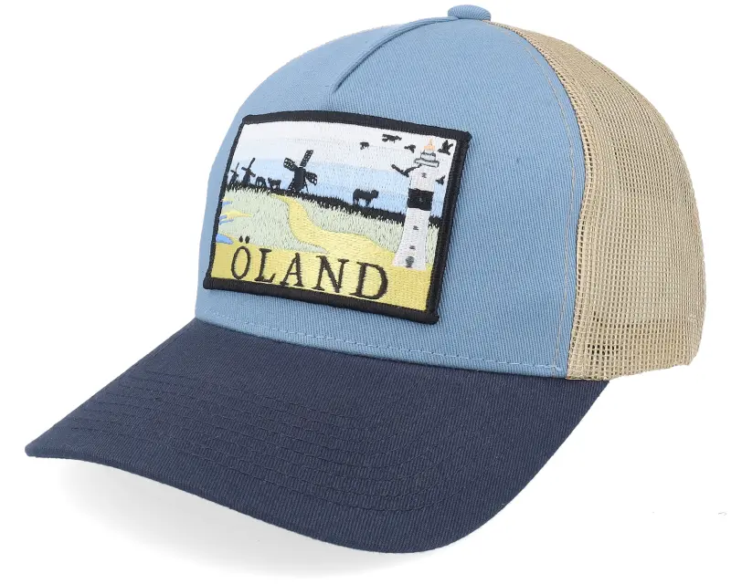Wild Spirit Swedish Öland Landscape Light Blue/Khaki/Navy A-Frame Trucker online