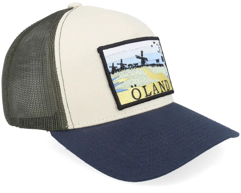 Wild Spirit Swedish Öland Landscape Stone/Olive/Navy A-frame Trucker online