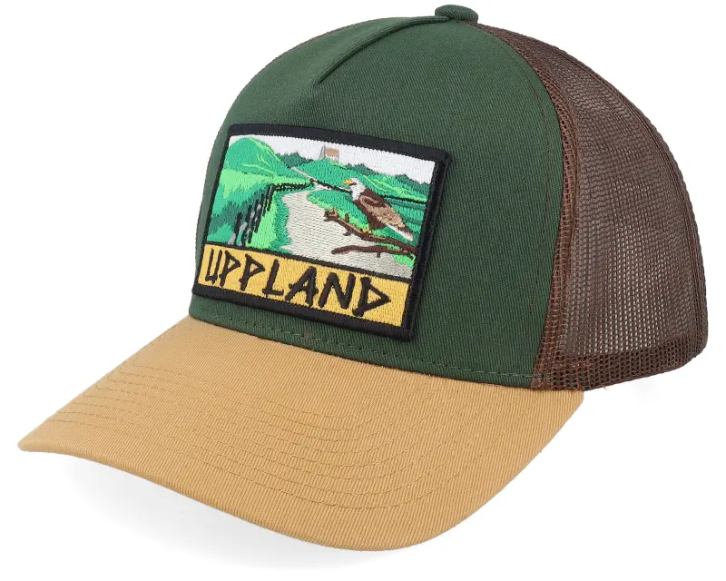 Wild Spirit Swedish Uppland Landscape Dark Green/Brown/Wheat A-Frame Trucker online