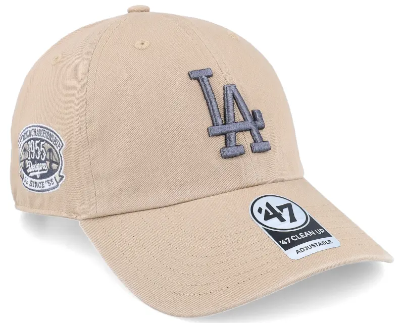 47 Brand Los Angeles Dodgers Double Under Clean Up Khaki Dad Cap online