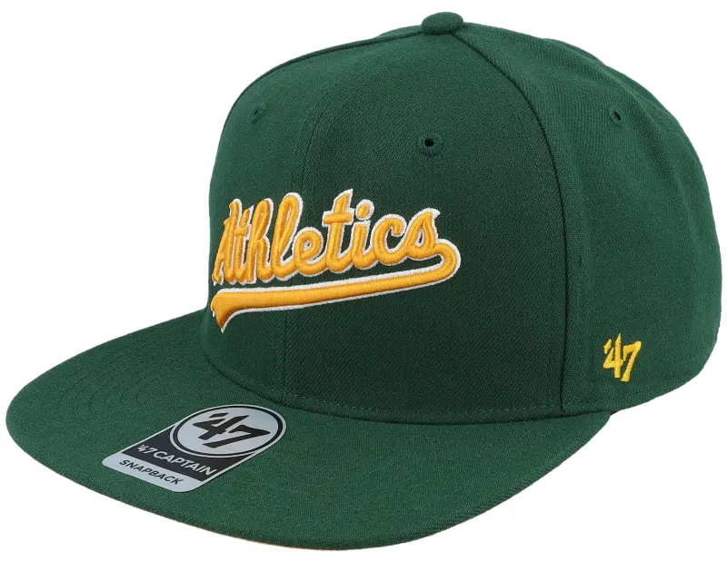 47 Brand Oakland Athletics No Shot Script Under Captain Dark Green/Yellow Snapback online