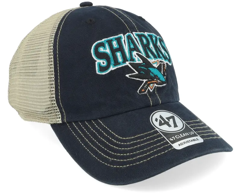 47 Brand San Jose Sharks Tuscaloosa Clean Up Dad Cap Vintage Black/Beige Trucker online