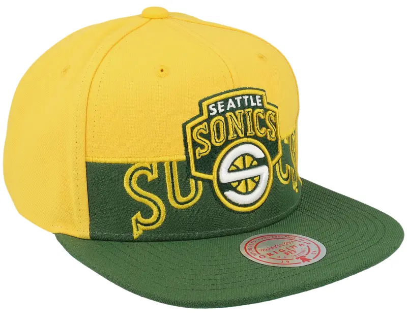Mitchell & Ness Seattle Supersonics Half & Half Yellow/Green Snapback online