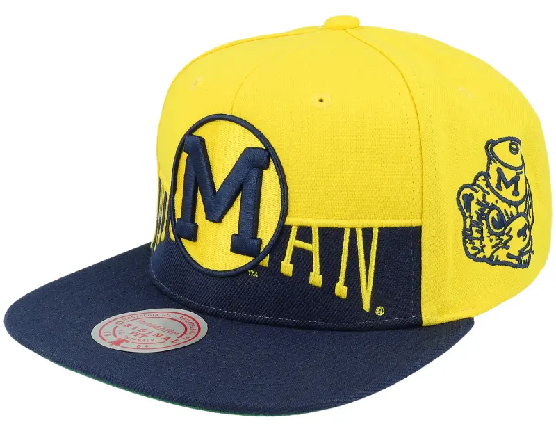 Mitchell & Ness Michigan Wolverines Half & Half Yellow/Navy Snapback online