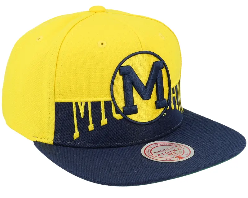 Mitchell & Ness Michigan Wolverines Half & Half Yellow/Navy Snapback online