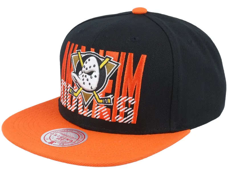 Mitchell & Ness Anaheim Ducks Cross Check Black/Orange Snapback online
