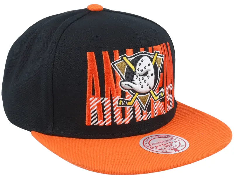 Mitchell & Ness Anaheim Ducks Cross Check Black/Orange Snapback online