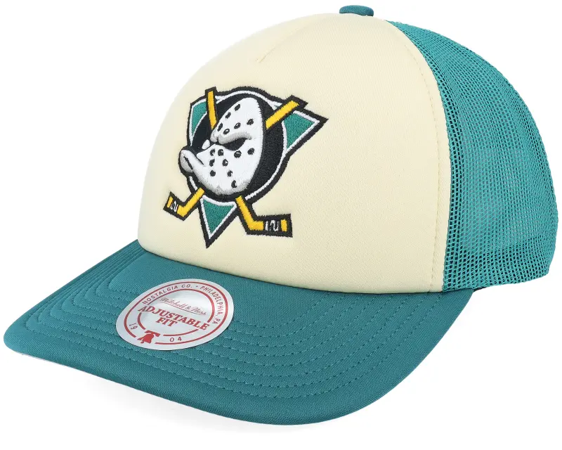 Mitchell & Ness Anaheim Ducks Vintage Block Vintage Cream/Teal Trucker online