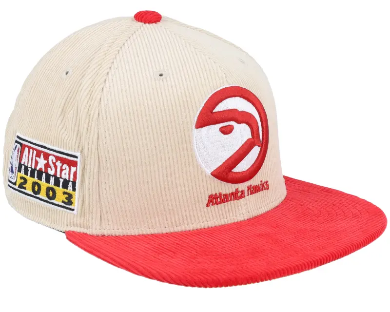 Mitchell & Ness Atlanta Hawks Team Cord Off White/Red Fitted online