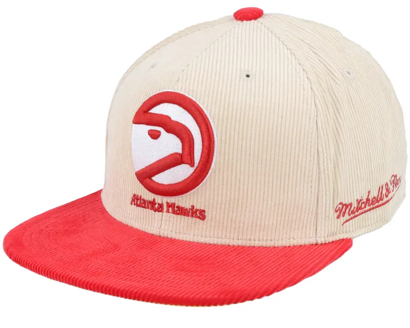 Mitchell & Ness Atlanta Hawks Team Cord Off White/Red Fitted online