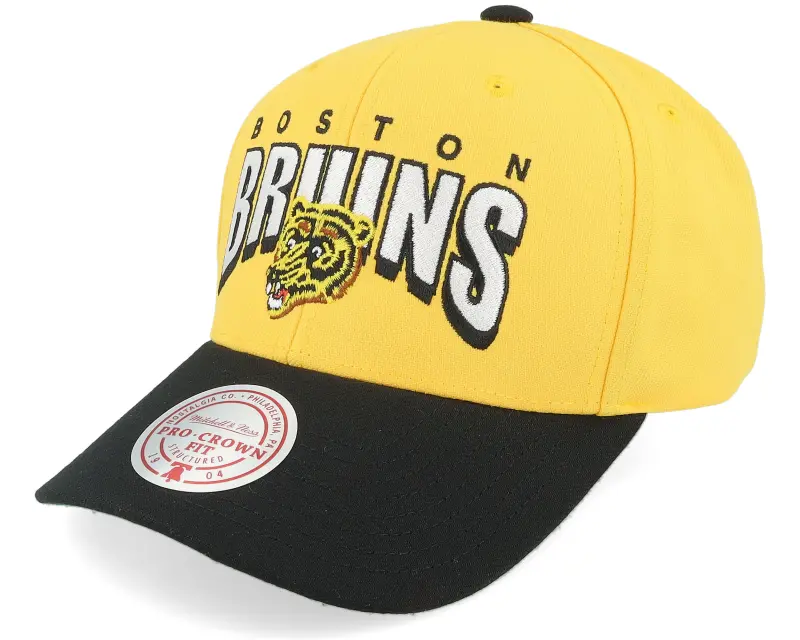 Mitchell & Ness Boston Bruins Boom Text Pro Vintage Yellow/Black Adjustable online