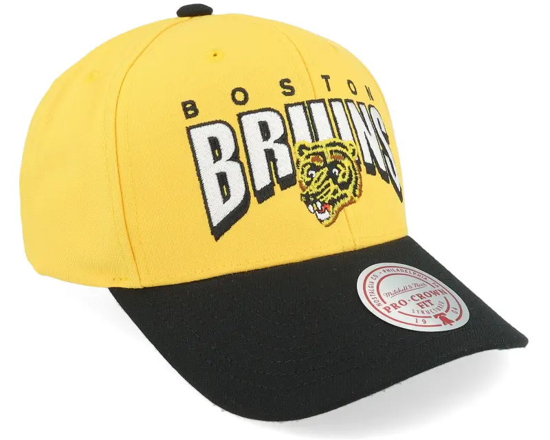 Mitchell & Ness Boston Bruins Boom Text Pro Vintage Yellow/Black Adjustable online