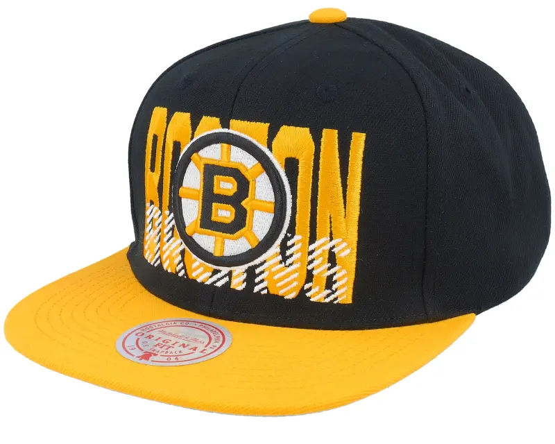 Mitchell & Ness Boston Bruins Cross Check Vintage Black/Yellow Snapback online