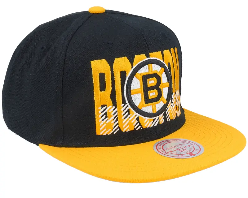 Mitchell & Ness Boston Bruins Cross Check Vintage Black/Yellow Snapback online