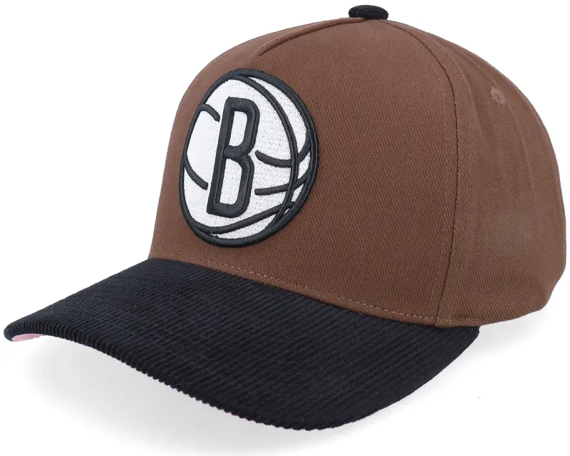 Mitchell & Ness Brooklyn Nets Brown/Black Corduroy Visor/Pink Under Visor A-frame Adjustable online
