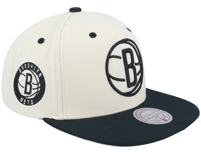 Mitchell & Ness Brooklyn Nets Evergreen Cream Black Cap Off White/Black Snapback online