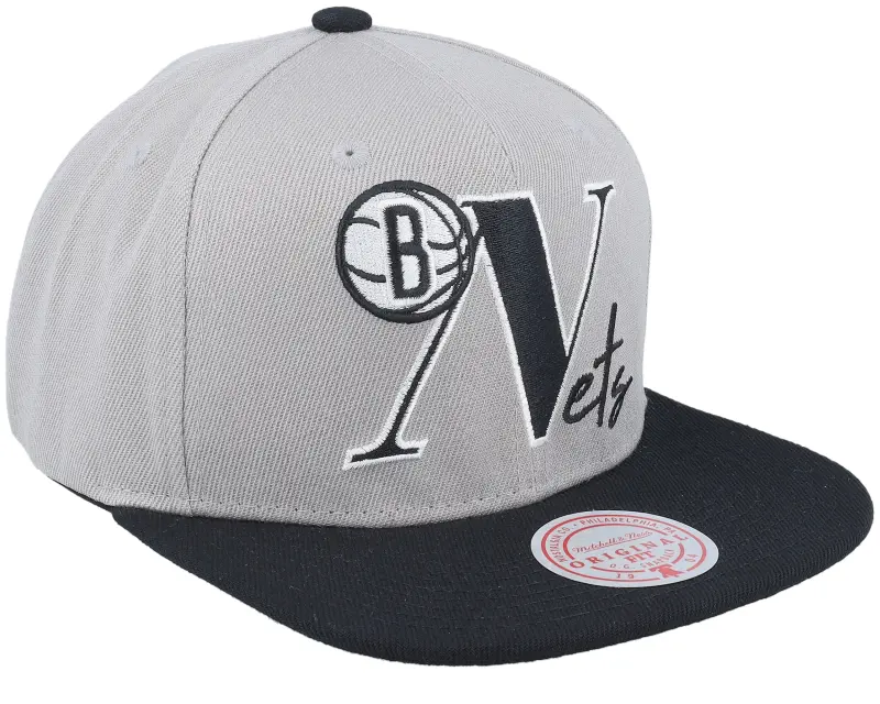 Mitchell & Ness Brooklyn Nets Top Letter Grey Snapback online
