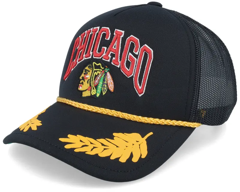 Mitchell & Ness Chicago Blackhawks Gold Leaf Hwc Black Trucker online