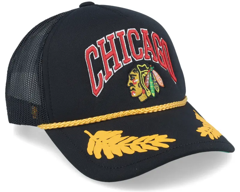 Mitchell & Ness Chicago Blackhawks Gold Leaf Hwc Black Trucker online