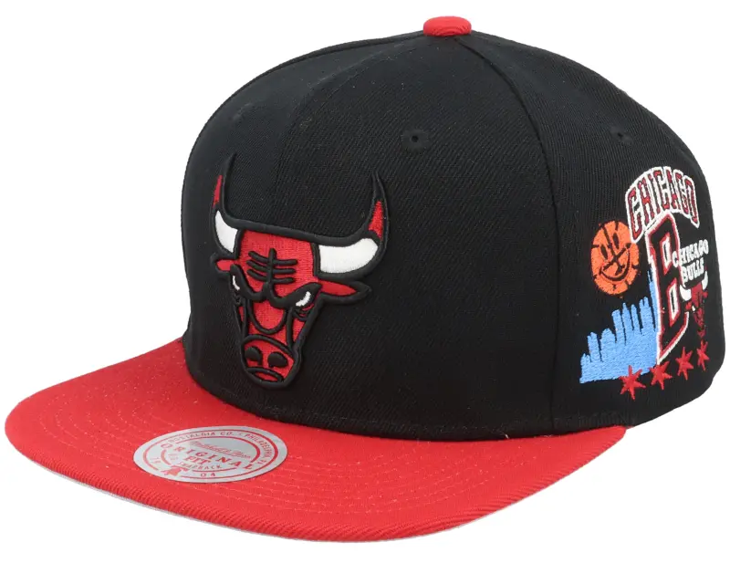 Mitchell & Ness Chicago Bulls Patch Overload Black/Red Snapback online
