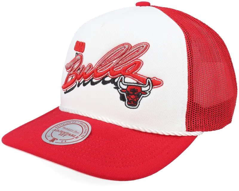 Mitchell & Ness Chicago Bulls Shadow Drop White/Red A-Frame Trucker online