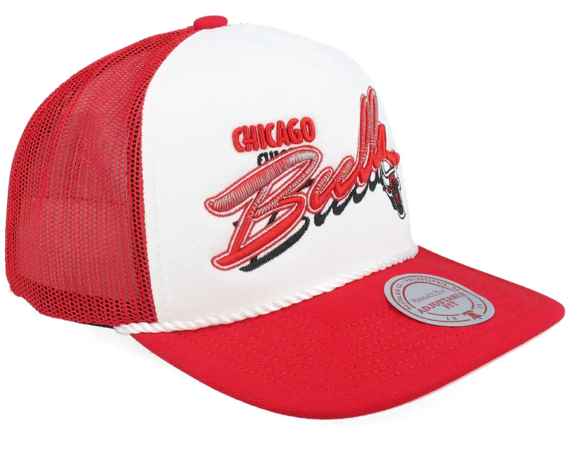 Mitchell & Ness Chicago Bulls Shadow Drop White/Red A-Frame Trucker online