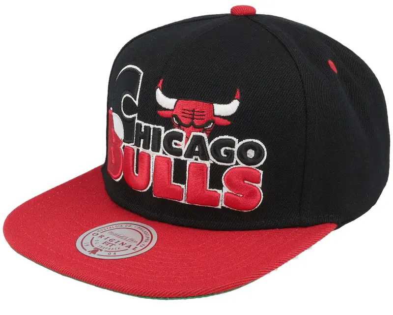 Mitchell & Ness Chicago Bulls Text Stack Black/Red Snapback online