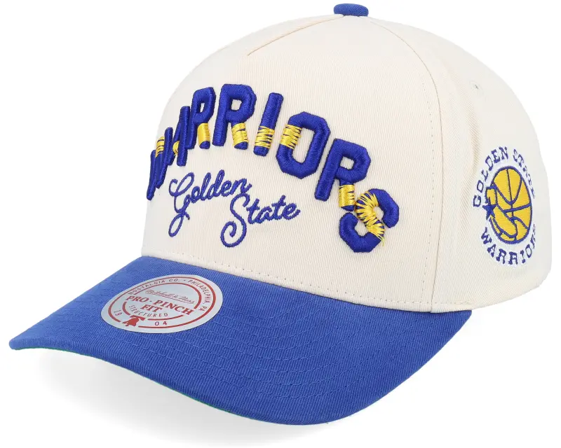 Mitchell & Ness Golden State Warriors Staggered Zag Pro Off White/Royal A-frame Adjustable online