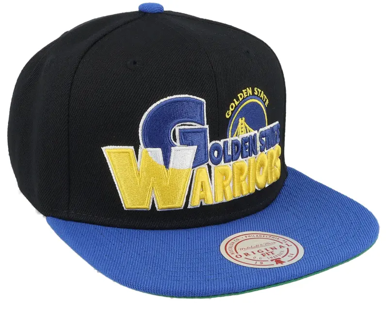 Mitchell & Ness Golden State Warriors Text Stack 1 Black/Blue Snapback online