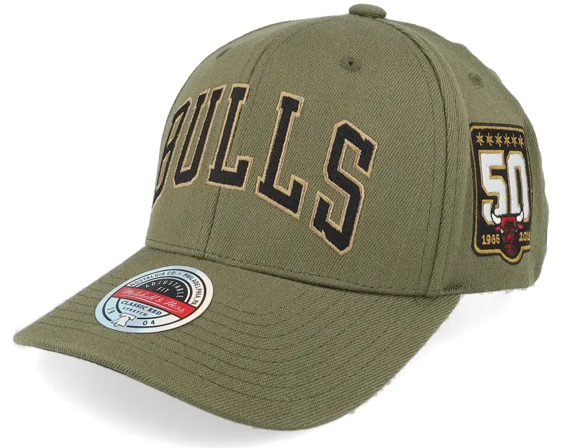 Mitchell & Ness Hatstore Exclusive x Chicago Bulls Script Flight Olive Adjustable online