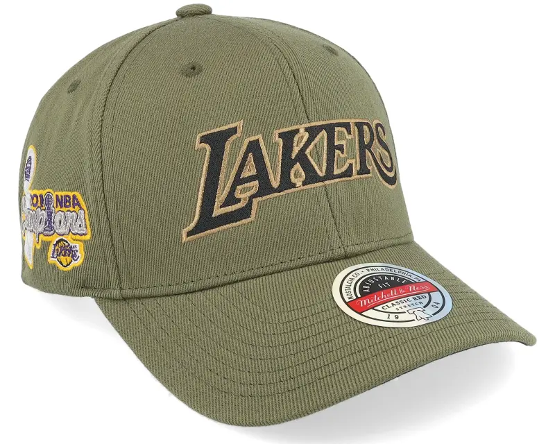 Mitchell & Ness Hatstore Exclusive x Los Angeles Lakers Script Flight Olive Adjustable online