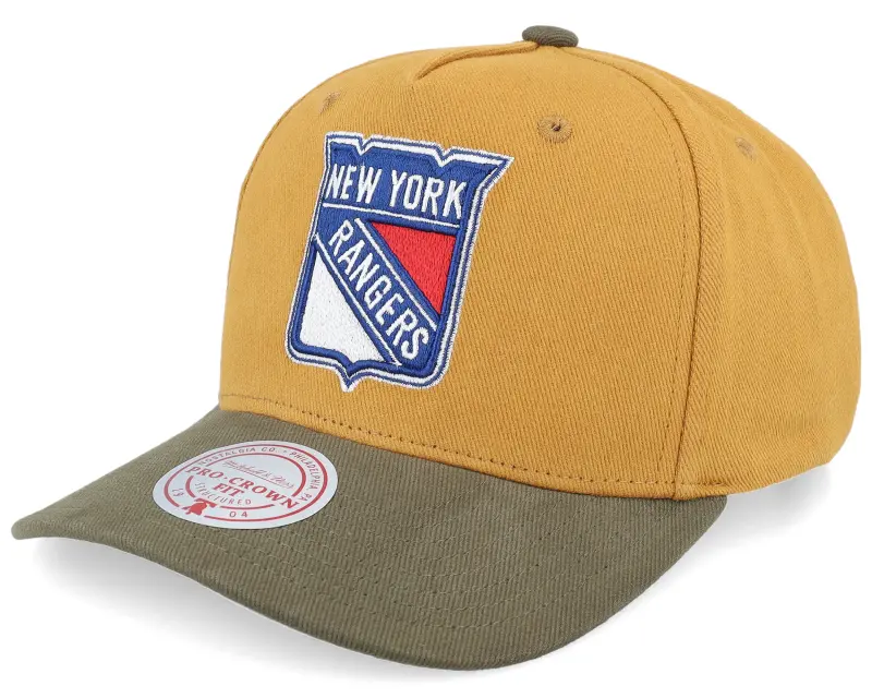 Mitchell & Ness Hatstore Exclusive x New York Rangers Sign. Pro Crown-c. Tan/Brown A-frame Adjustable online