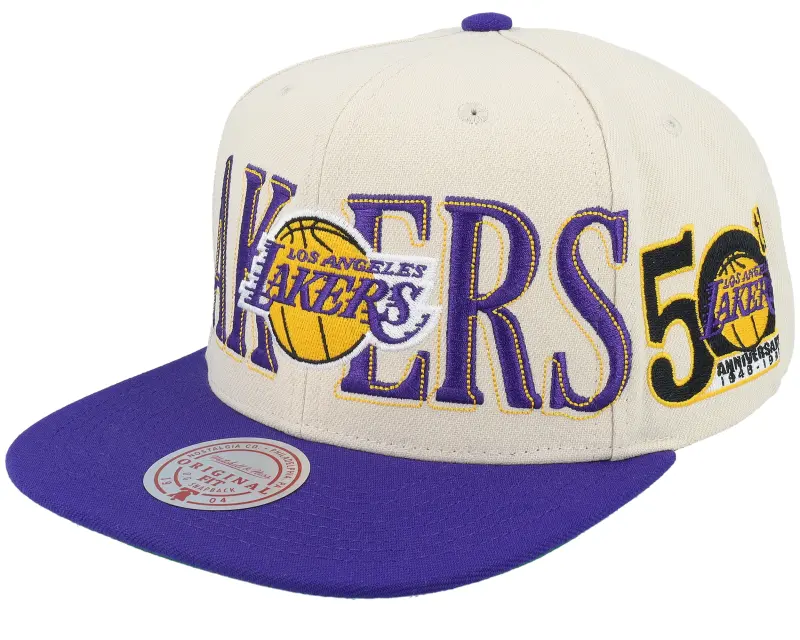 Mitchell & Ness Los Angeles Lakers Across The Board Cream/Purple Snapback online