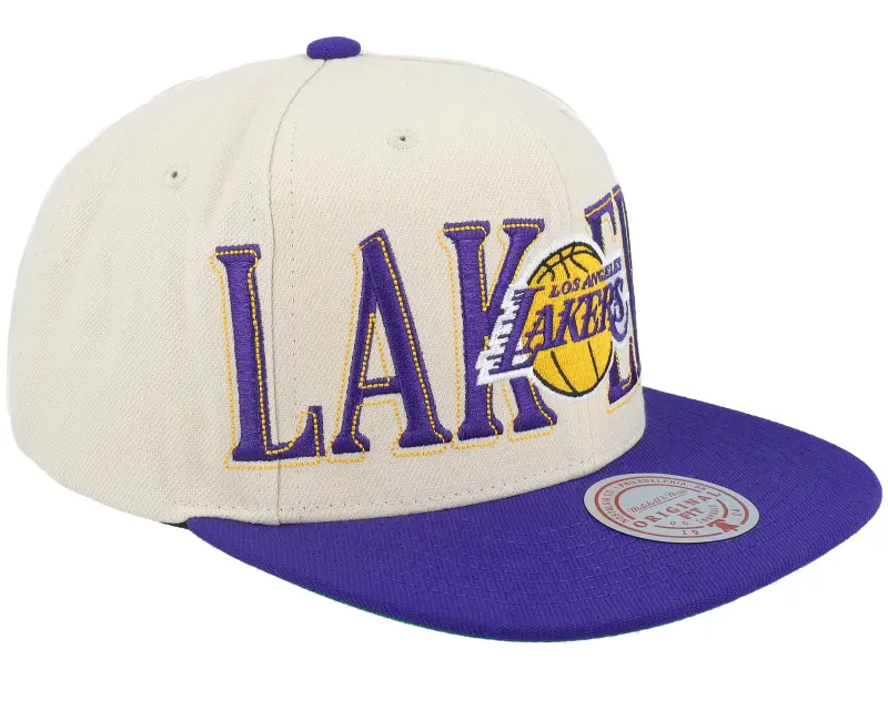 Mitchell & Ness Los Angeles Lakers Across The Board Cream/Purple Snapback online