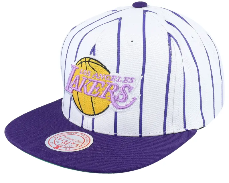 Mitchell & Ness Los Angeles Lakers Retro Pinstripe White/Purple Snapback online