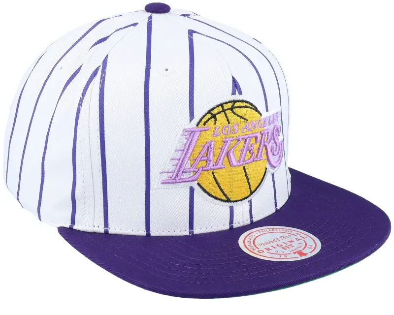 Mitchell & Ness Los Angeles Lakers Retro Pinstripe White/Purple Snapback online
