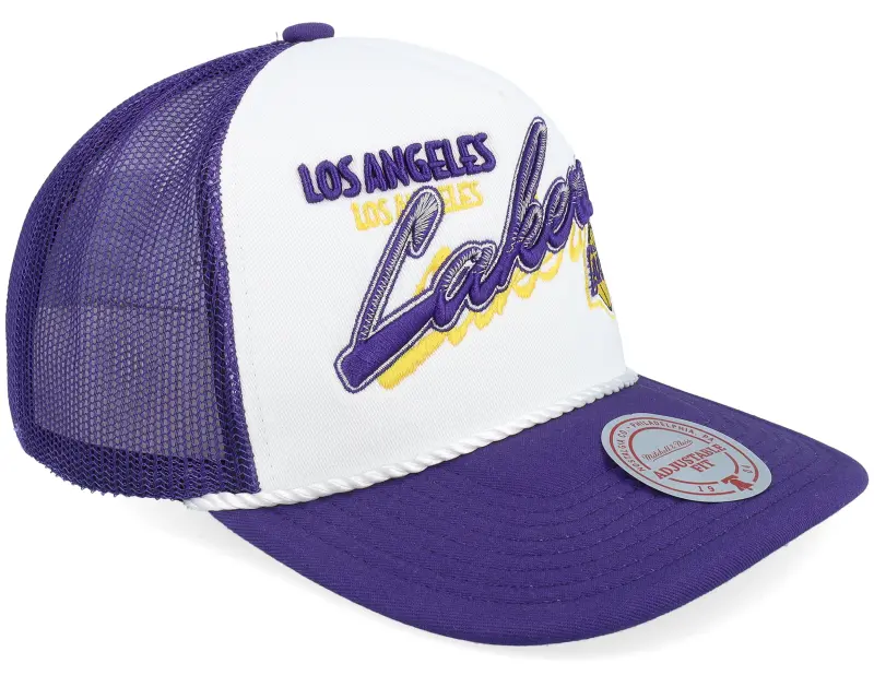 Mitchell & Ness Los Angeles Lakers Shadow Drop White/Purple A-Frame Trucker online