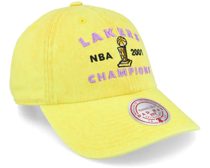 Mitchell & Ness Los Angeles Lakers Stone Washed Champions Yellow Dad Cap online