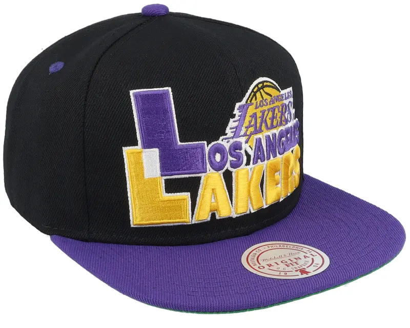 Mitchell & Ness Los Angeles Lakers Text Stack 1 Black Snapback online