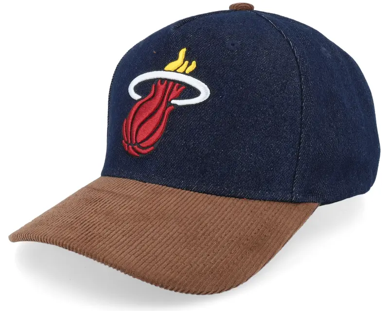 Mitchell & Ness Miami Heat D-stressed Pro Dark Navy/Brown Corduroy A-frame Adjustable online