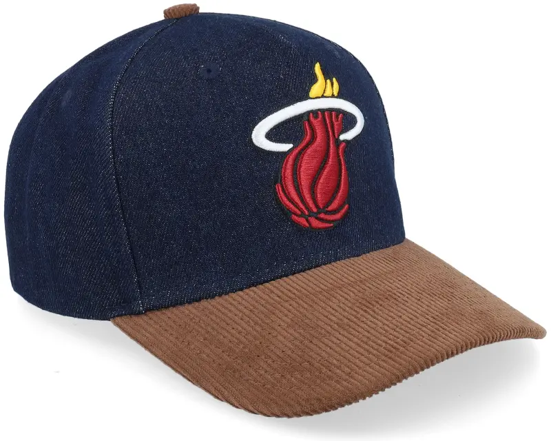 Mitchell & Ness Miami Heat D-stressed Pro Dark Navy/Brown Corduroy A-frame Adjustable online