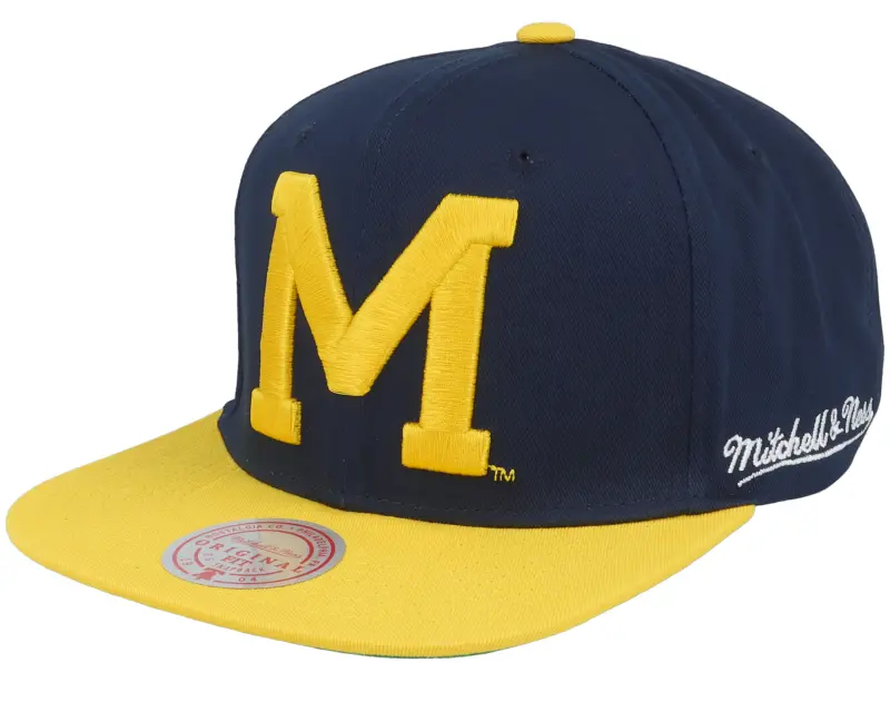 Mitchell & Ness Michigan Wolverines Back In Action Blue/Yellow Snapback online