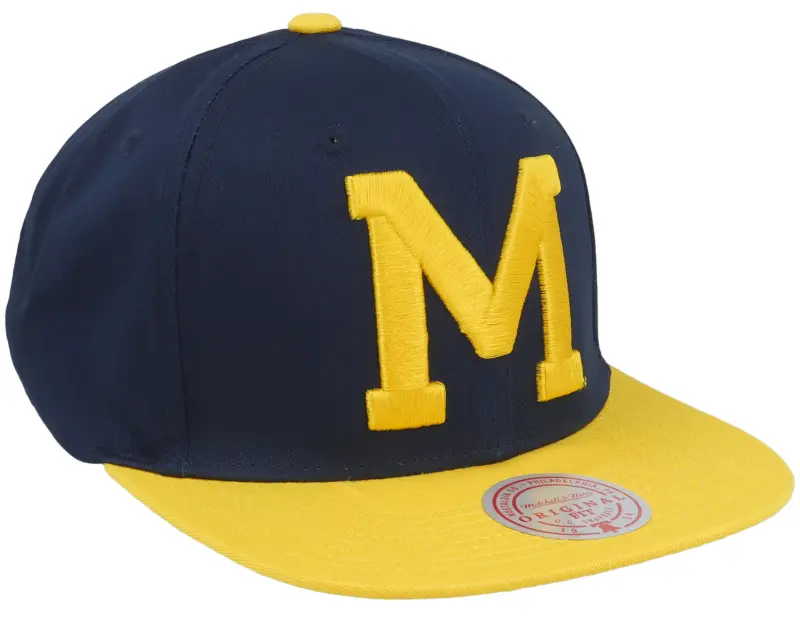 Mitchell & Ness Michigan Wolverines Back In Action Blue/Yellow Snapback online