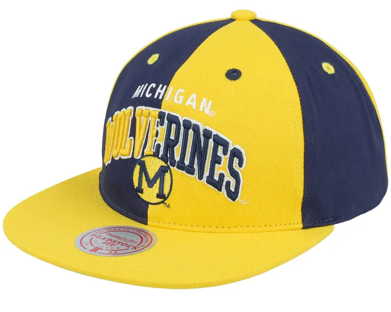 Mitchell & Ness Michigan Wolverines Pinwheel Of Fortune Yellow/Navy Snapback online