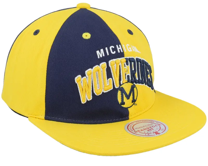 Mitchell & Ness Michigan Wolverines Pinwheel Of Fortune Yellow/Navy Snapback online