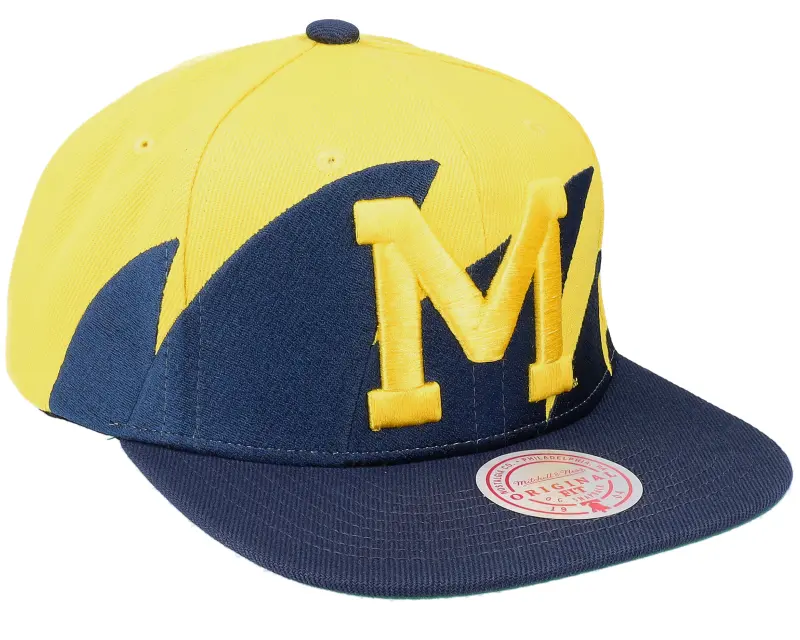 Mitchell & Ness Michigan Wolverines Sharktooth Yellow/Navy Snapback online