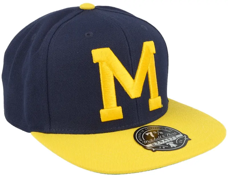 Mitchell & Ness Michigan Wolverines Team 2 Tone 2.0 Fitted Navy/Yellow Snapback online